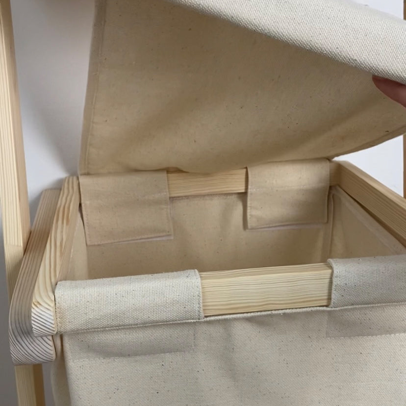 Ladder Shelf with Laundry Basket BEIGE